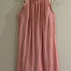 Pink Pleated Halter Dress